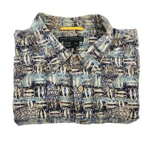 Royal Robbins Mens XXL Button‎ Up Shirt Travel All Over Print Eclectic Grandpa